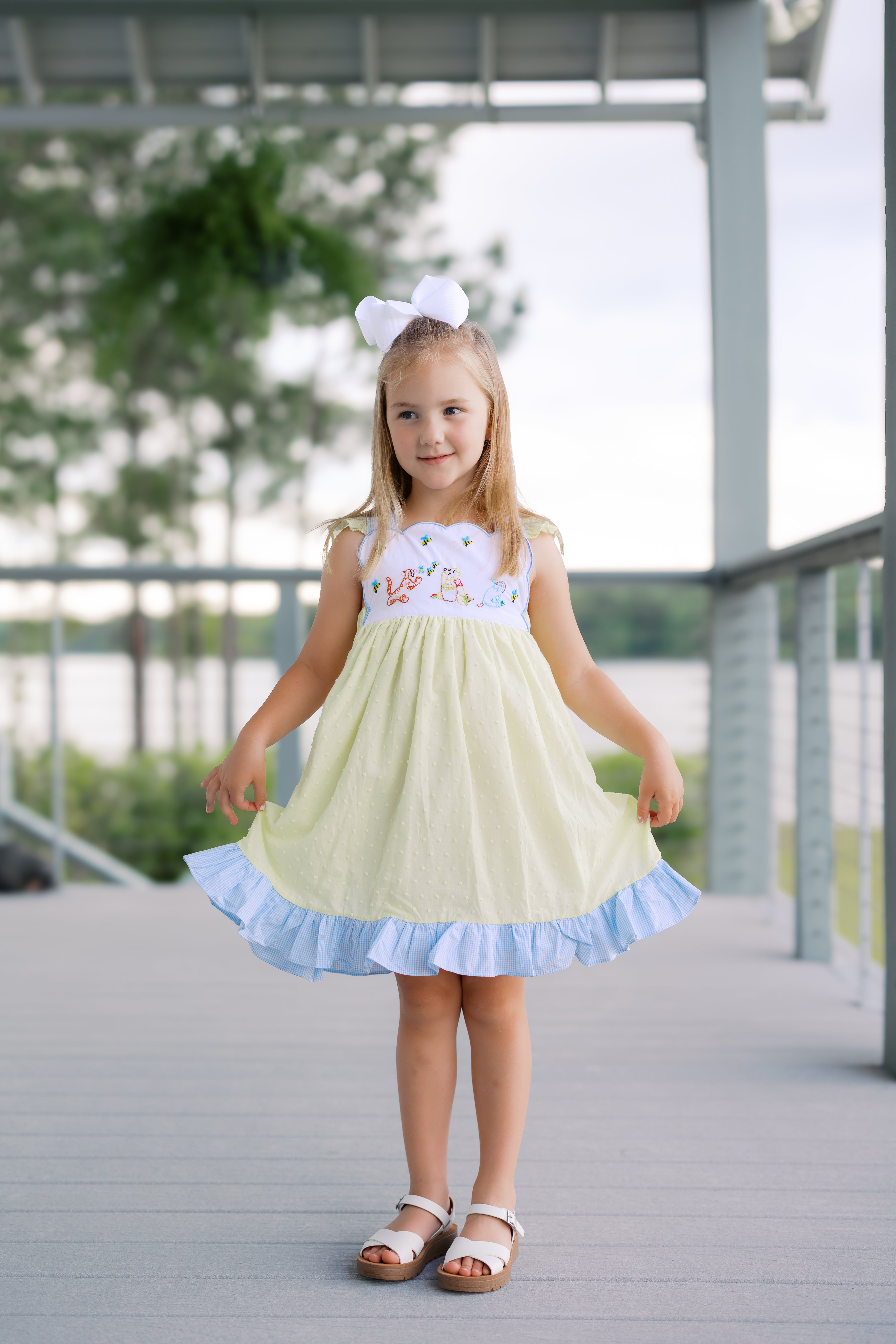 Girls Embroidered Sweet as Honey Bloomer Set & Dress