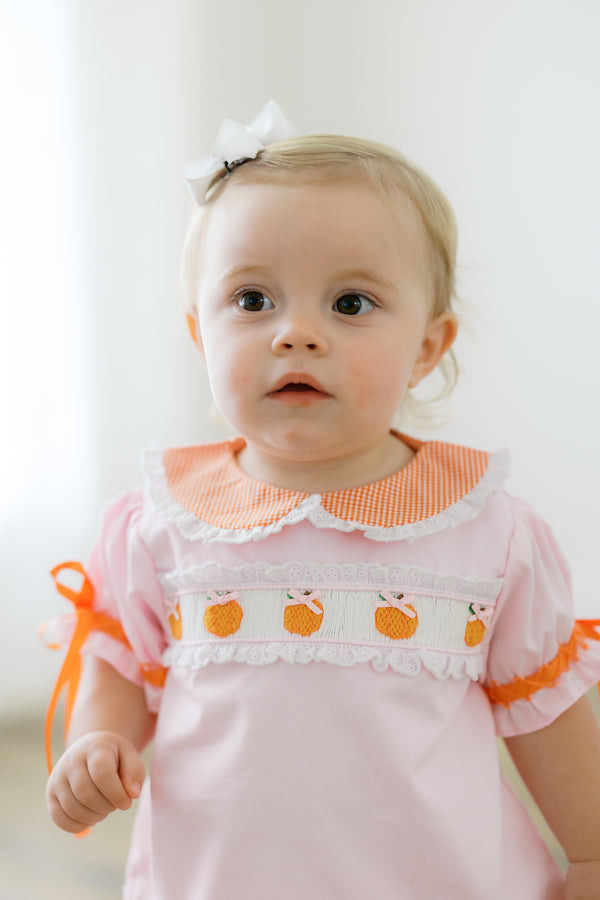 Girls Smocked Pretty Pumpkins Bubble