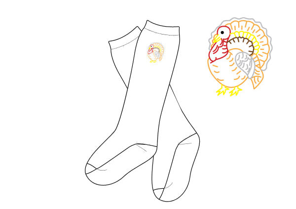 PRE ORDER Boys Hand Embroidered Turkey Knee High Socks | ETA to LBS: SEPTEMBER