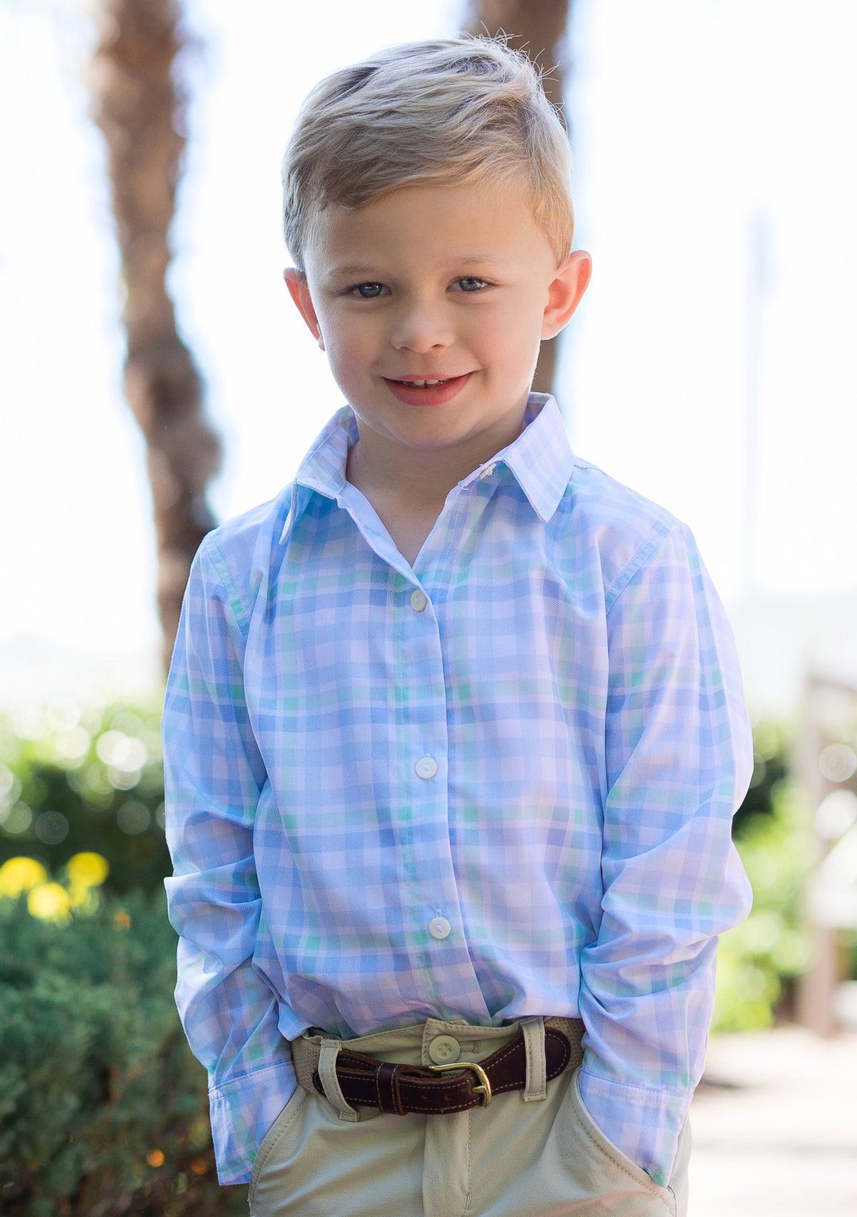 PRE ORDER Boys & Men’s Mint and Blue Plaid Button Down Polo | ETA to LBS: FEBRUARY