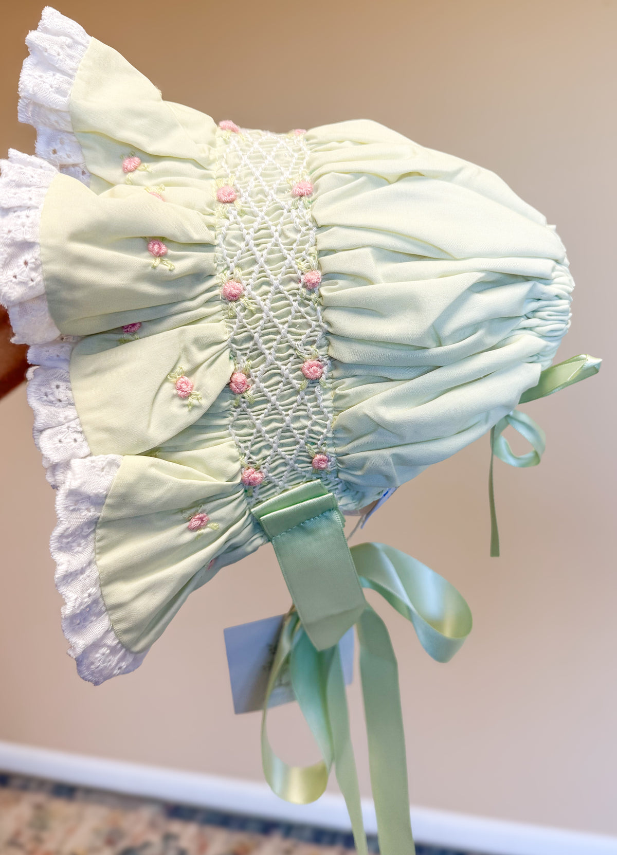 PRE ORDER Girls Smocked Heirloom Springtime Keepsake Bonnet | ETA to LBS : FEBRUARY