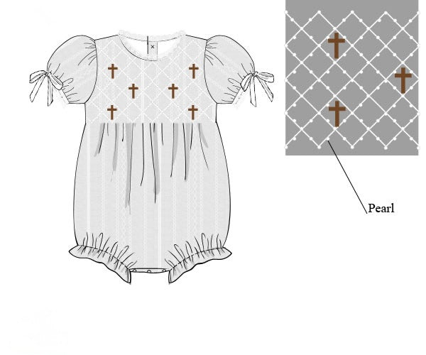PRE ORDER Girls Smocked & Bullion Stitch Lead Me to the Cross Bubble | ETA to LBS: FEBRUARY