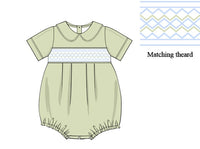 PRE ORDER Boys Smocked Heirloom Springtime Keepsake Light Green Bubble | ETA to LBS: FEBRUARY