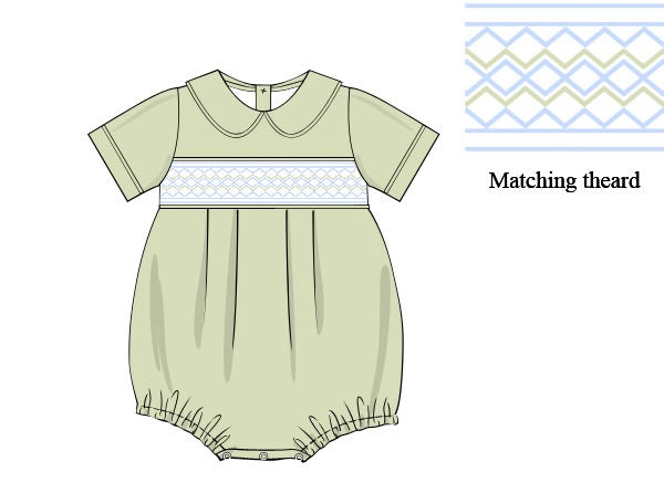 PRE ORDER Boys Smocked Heirloom Springtime Keepsake Light Green Bubble | ETA to LBS: FEBRUARY