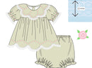 PRE ORDER Girls Heirloom Springtime Keepsake Light Green Bloomer Set & Dress | ETA to LBS: FEBRUARY