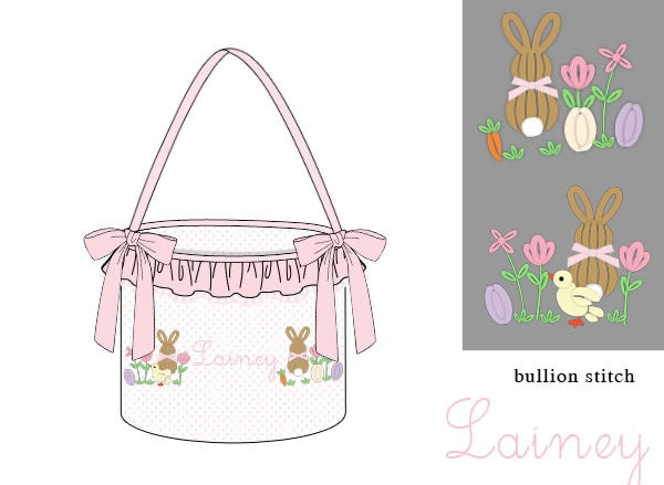 PRE ORDER Girls Bullion Stitch Easter in Bloom Easter Basket | ETA to LBS: FEBRUARY