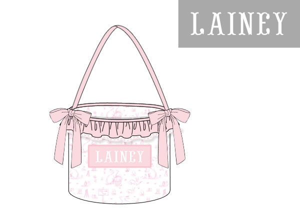 PRE ORDER Girls Custom Smock Bunny Toile Easter Basket | ETA to LBS: FEBRUARY