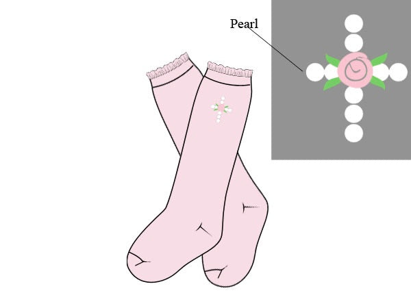 PRE ORDER Girls Pearl Cross Knee High Socks | ETA to LBS: FEBRUARY