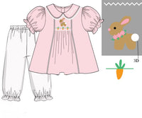 PRE ORDER Girls Smocked Hoppin’ Down the Bunny Trail Bubble Pants Set | ETA to LBS: JANUARY