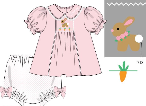 PRE ORDER Girls Smocked Hoppin’ Down the Bunny Trail Bloomer Set & Dress | ETA to LBS: FEBRUARY