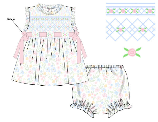 PRE ORDER Girls Smocked Simply Sweet Bloomer Set & Dress | ETA to LBS: JANUARY