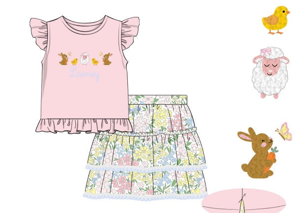 PRE ORDER Girls French Knot Springtime Friends Skort Set | ETA to LBS: FEBRUARY