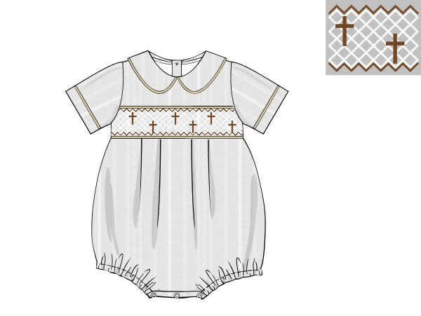 PRE ORDER Boys Smocked & Bullion Stitch Lead me to the Cross Bubble | ETA to LBS: FEBRUARY