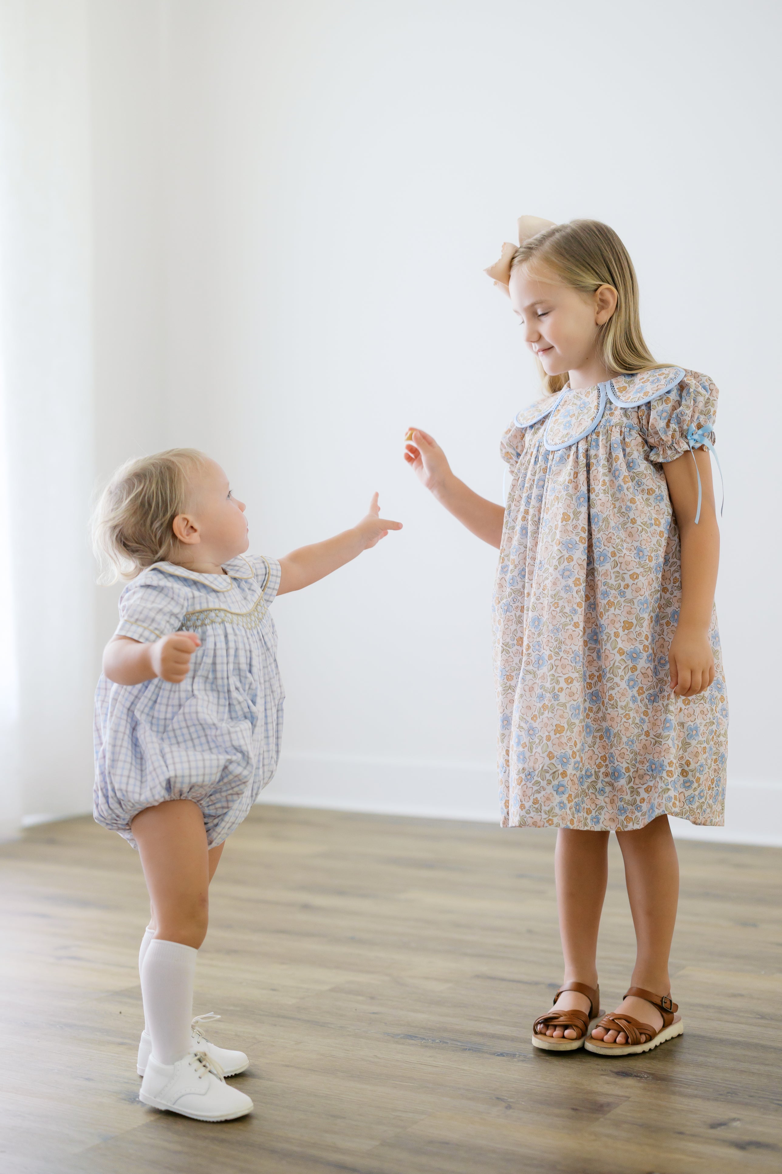 Boys Smocked Autumn Blues Plaid Bubble