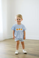 PRE ORDER Boys Smocked Gingham Pumpkins Short Set | ETA to LBS: SEPTEMBER