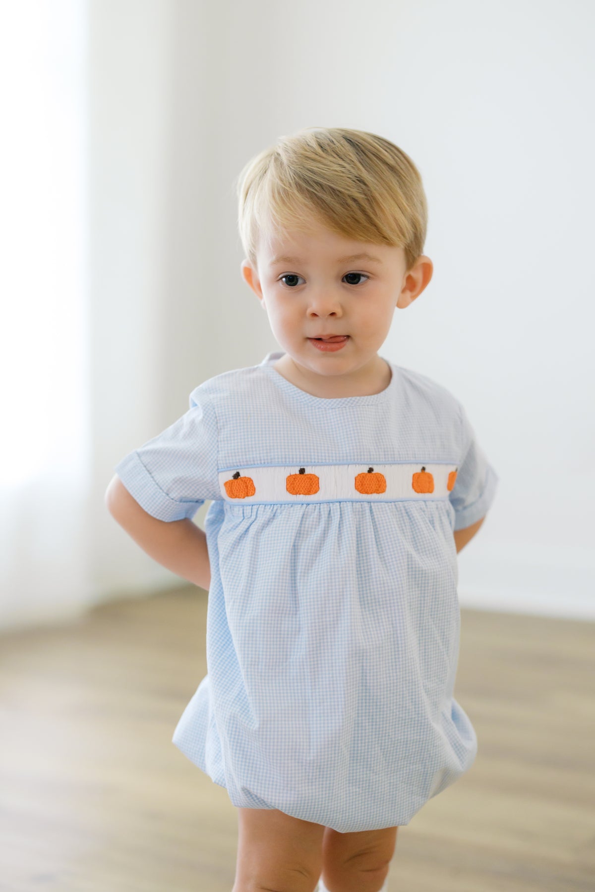 Boys Smocked Pumpkins Bubble