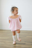 PRE ORDER Girls Heirloom Smocked Pearl Pumpkins Bloomer Set & Dress | ETA to LBS: SEPTEMBER