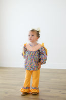 PRE ORDER Girls Smocked Southern Harvest Blooms Ruffle Pant Set | ETA to LBS: SEPTEMBER