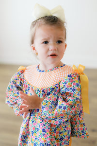 PRE ORDER Girls Smocked Southern Harvest Blooms Ruffle Pant Set | ETA to LBS: SEPTEMBER