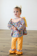 PRE ORDER Girls Smocked Southern Harvest Blooms Ruffle Pant Set | ETA to LBS: SEPTEMBER