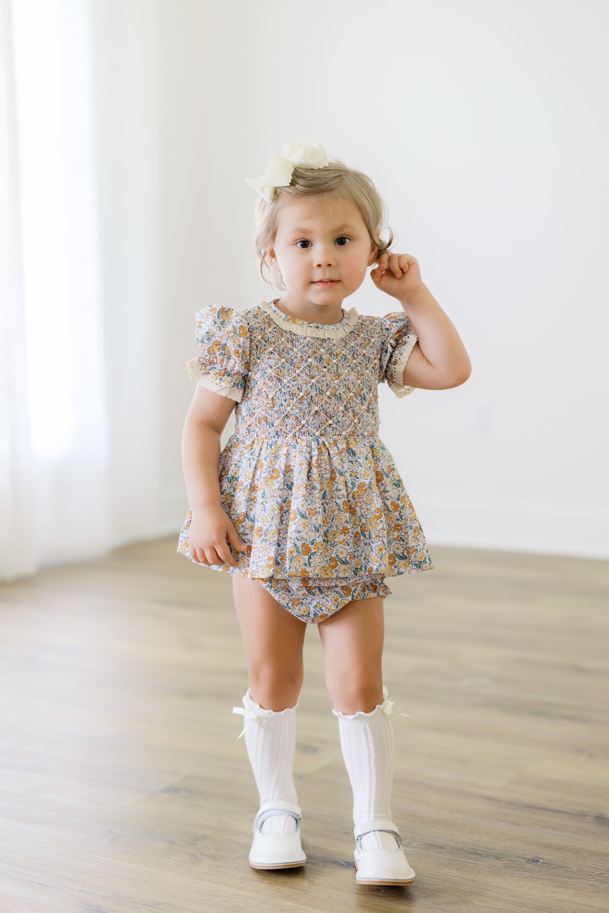 Girls Smocked Heirloom Autumn Belle Bloomer Set & Dress