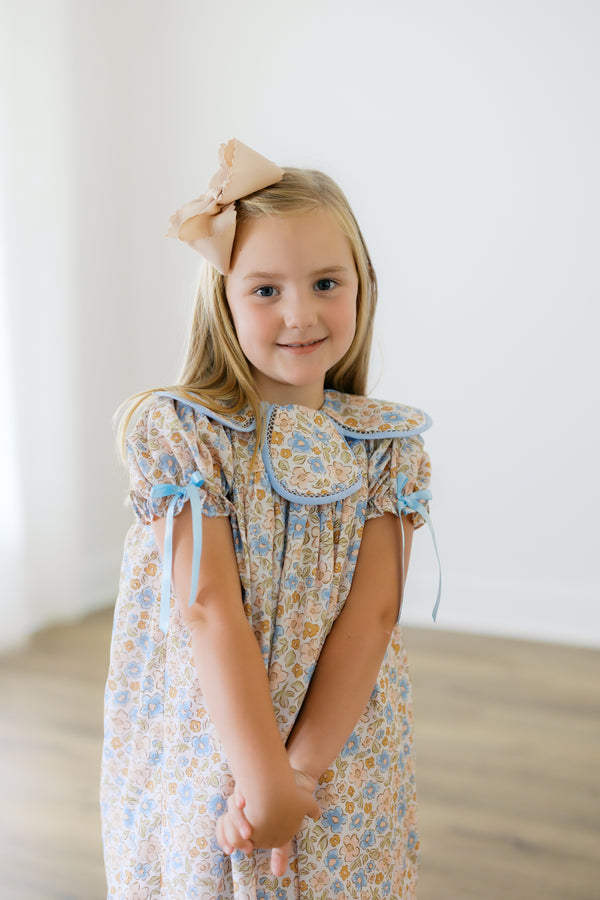 Girls Petal Collar Autumn Blues Skirted Bubble