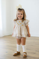 PRE ORDER Girls Smocked Heirloom Pearl Pumpkins Bloomer Set & Dress | ETA to LBS: SEPTEMBER