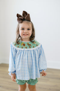 PRE ORDER Girls Smocked Little Sportsman Bloomer Set | ETA to LBS: SEPTEMBER