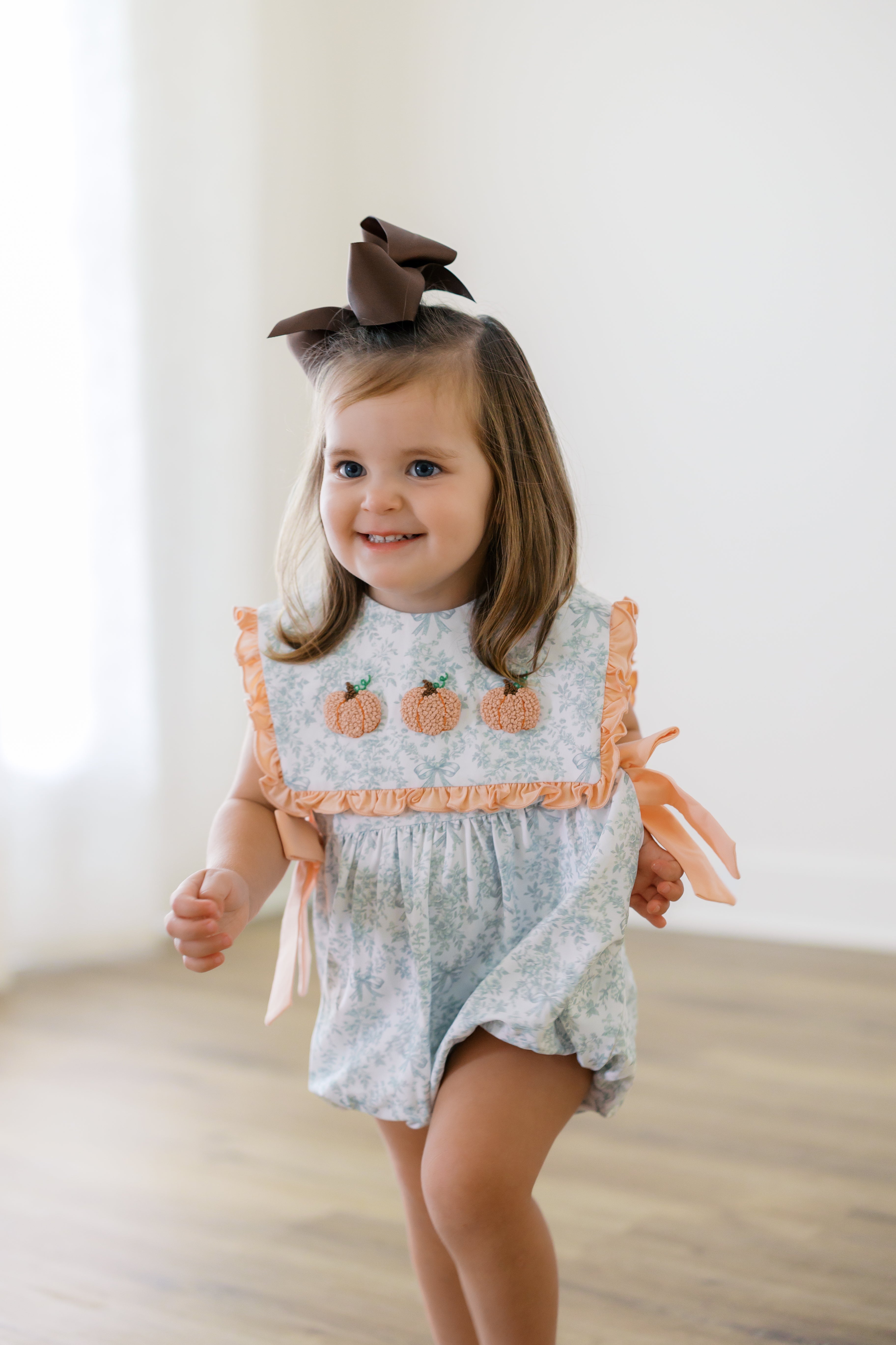 PRE ORDER Girls French Knot Toile Pumpkin Bubble | ETA to LBS: SEPTEMBER
