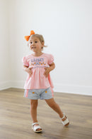 PRE ORDER Girls Custom French Knot Bow-tiful Pumpkins Ruffle Short Set | ETA to LBS: SEPTEMBER