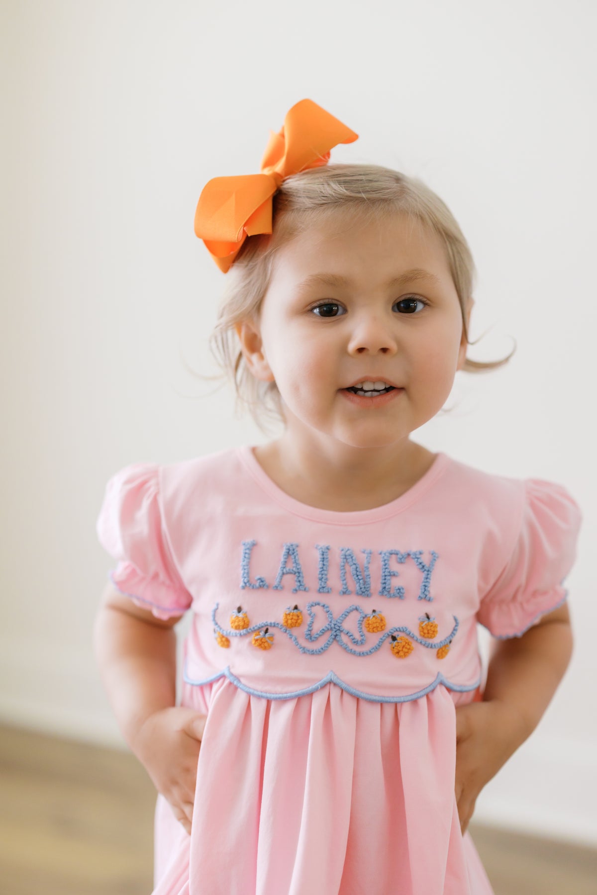 Girls French Knot Bow-tiful Pumpkins Ruffle Short Set