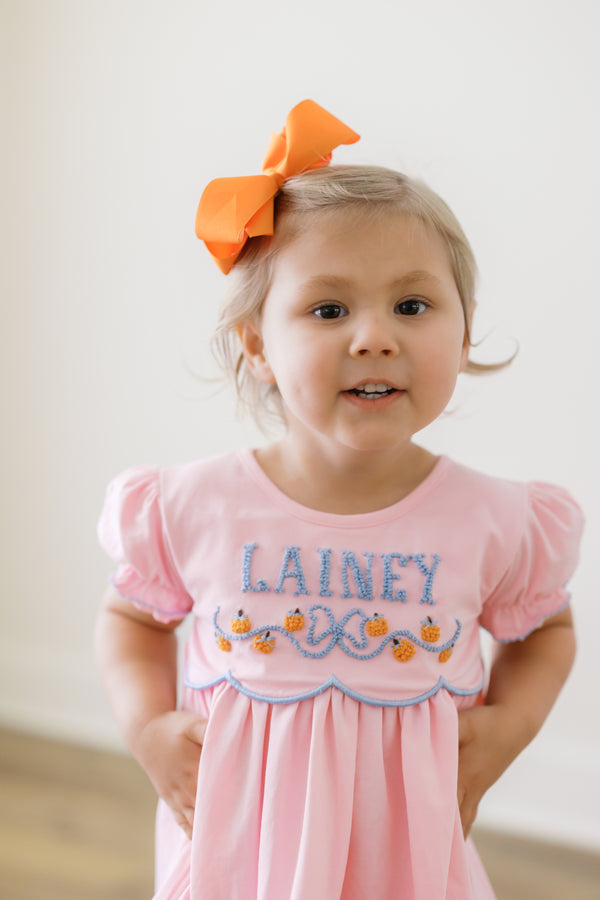 Girls French Knot Bow-tiful Pumpkins Bloomer Set