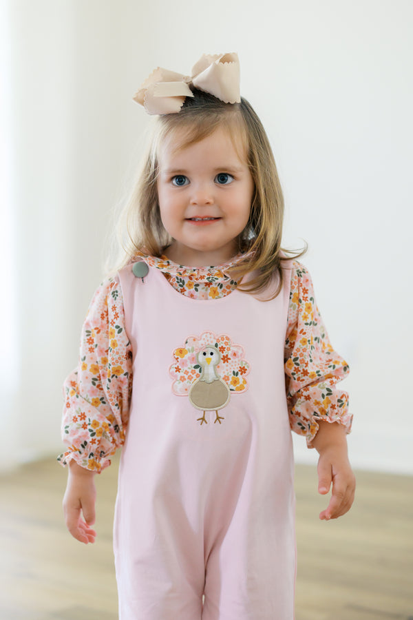 Girls Reversible Appliqué Pumpkin and Turkey Dress