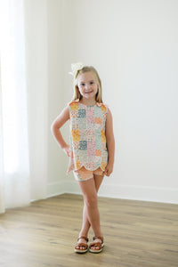 PRE ORDER Girls Fall Patchwork Short Set | ETA to LBS: SEPTEMBER