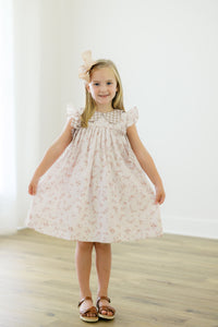 PRE ORDER Girls Fall Gingham Floral Long Romper | ETA to LBS: SEPTEMBER