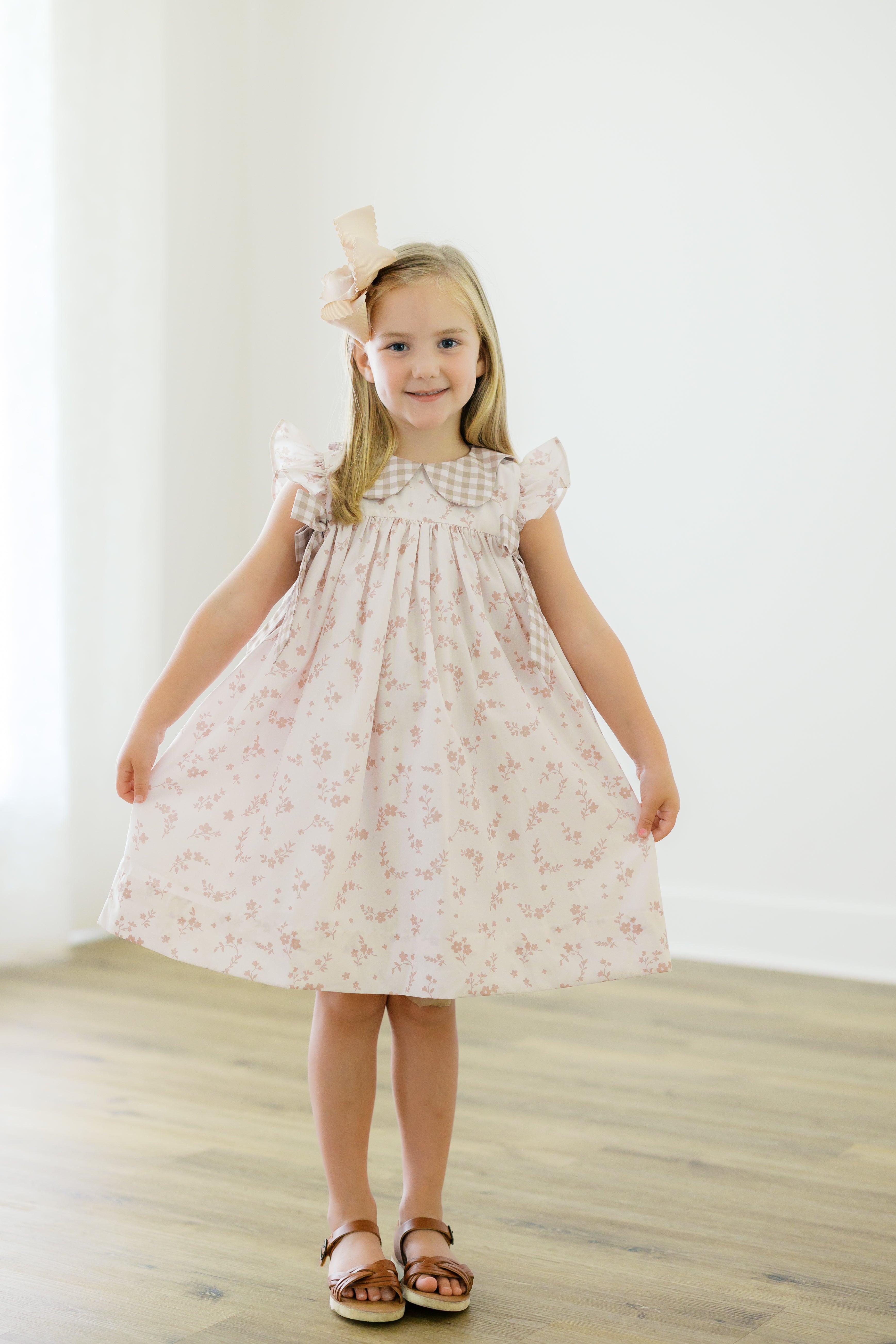 PRE ORDER Girls Fall Gingham Floral Long Romper | ETA to LBS: SEPTEMBER