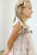 PRE ORDER Girls Fall Gingham Floral Long Romper | ETA to LBS: SEPTEMBER