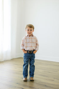 PRE ORDER Boys Country Harvest Plaid Button Down Polo | ETA to LBS: SEPTEMBER