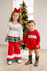 PRE ORDER Boys Smocked Here Comes Santa Claus Bubble | ETA to LBS: OCTOBER