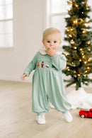 PRE ORDER Boys Smocked Little Drummer Boy Long Romper | ETA to LBS: OCTOBER