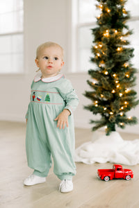 PRE ORDER Boys Smocked Little Drummer Boy Long Romper | ETA to LBS: OCTOBER
