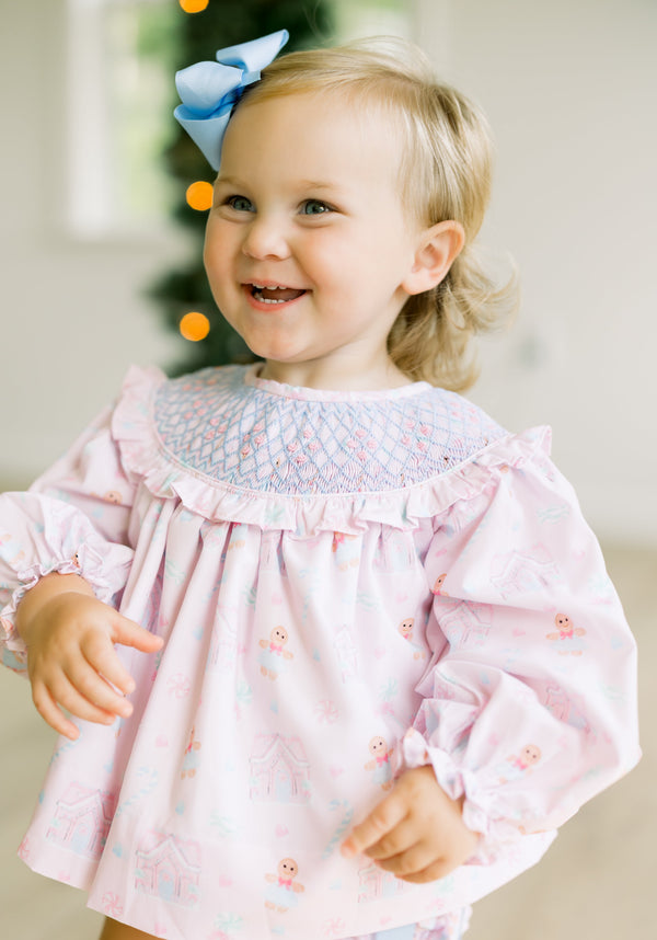 Girls Smocked Gingerbread Wonderland Bubble