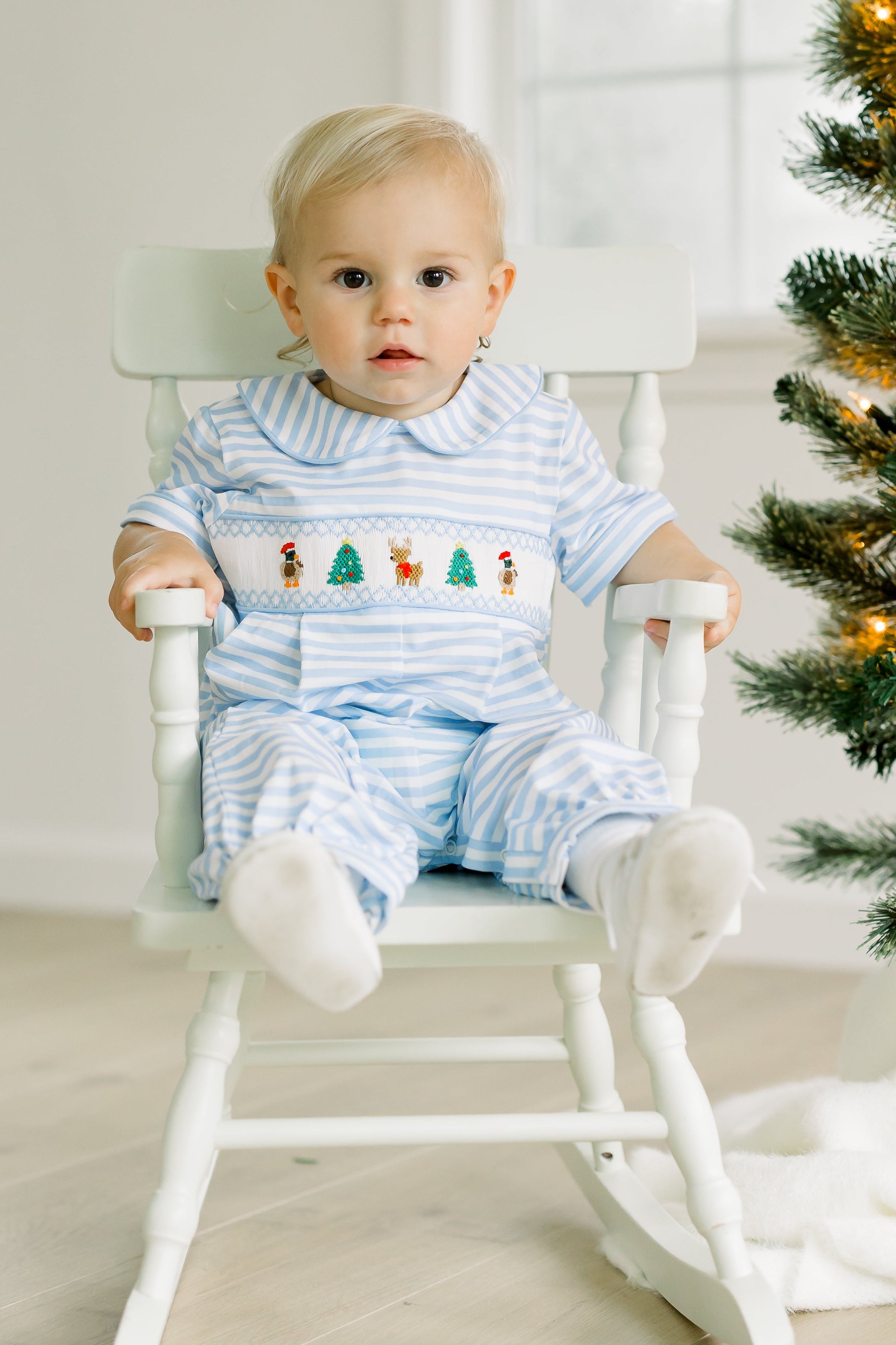 PRE ORDER Boys Smocked Christmas In The Woods Longall | ETA to LBS: OCTOBER