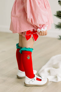 PRE ORDER Girls Embroidered Gingerbread Knee High Socks | ETA to LBS: OCTOBER