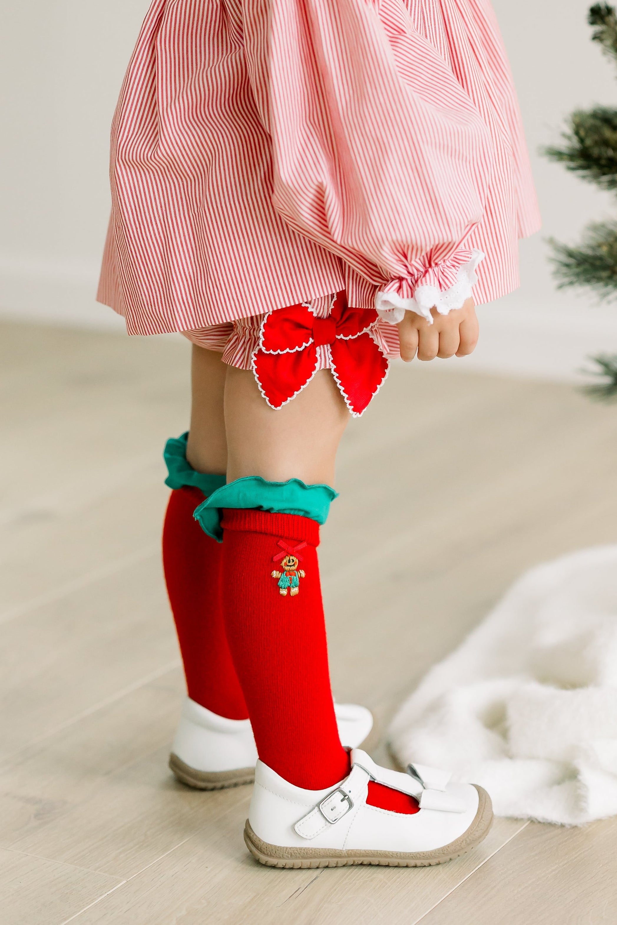 PRE ORDER Girls Embroidered Gingerbread Knee High Socks | ETA to LBS: OCTOBER