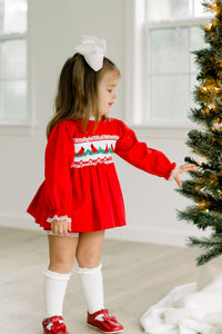 PRE ORDER Girls Smocked Christmas Cardinals Bloomer Set & Dress | ETA to LBS: OCTOBER