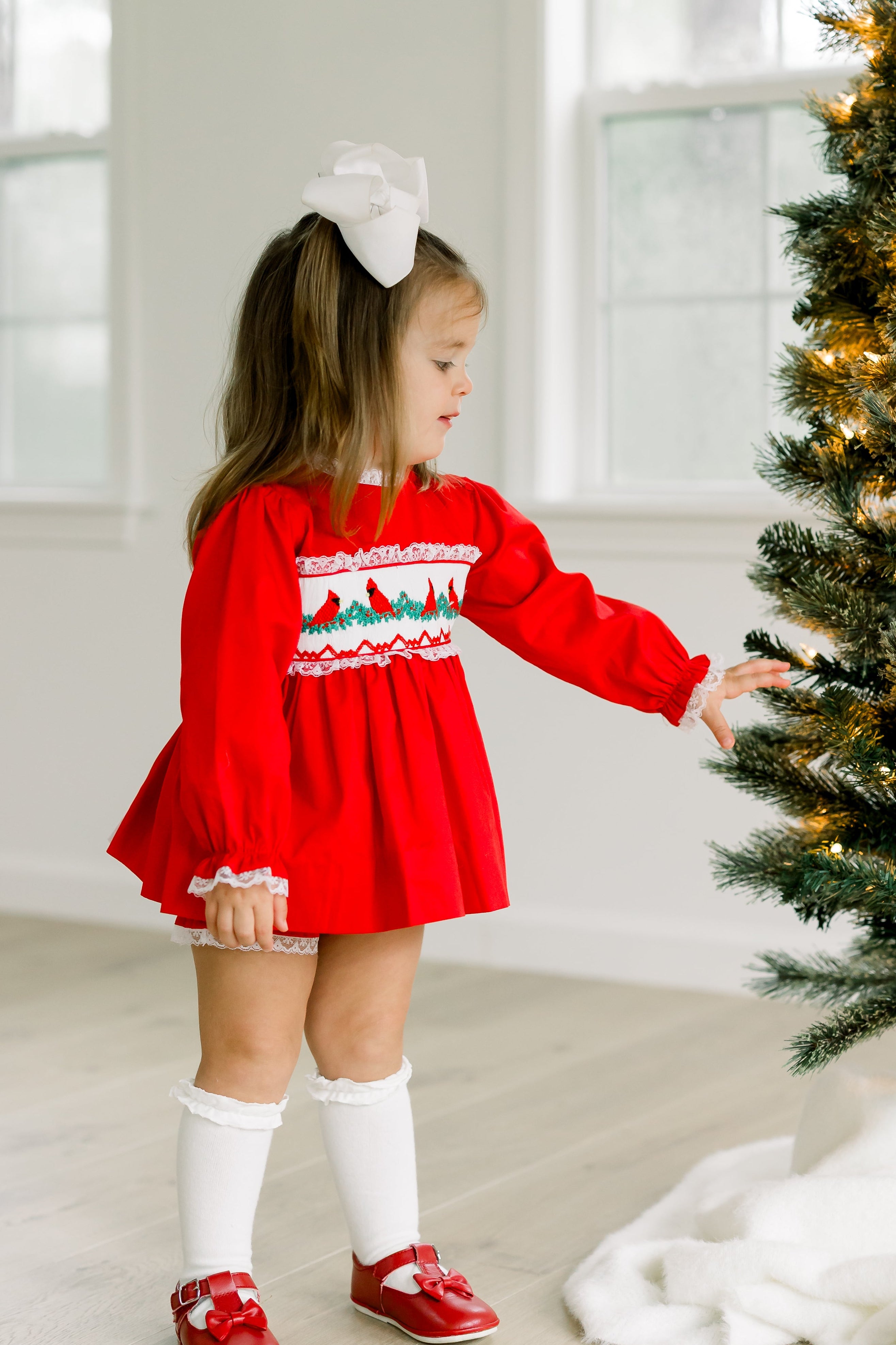 PRE ORDER Girls Smocked Christmas Cardinals Bloomer Set & Dress | ETA to LBS: OCTOBER