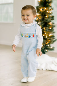 PRE ORDER Boys Smocked Away in a Manger Long Romper | ETA to LBS: OCTOBER