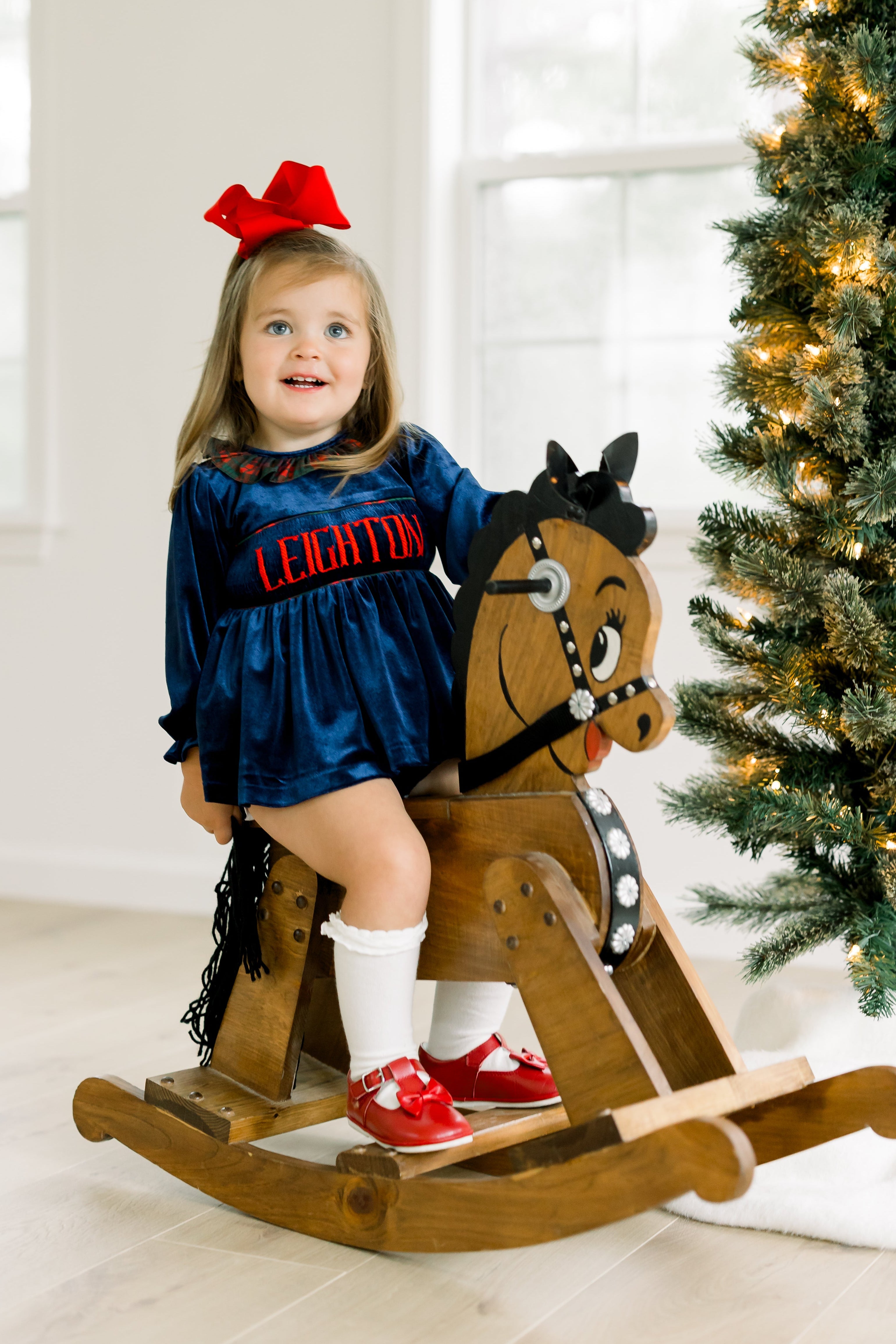 PRE ORDER Girls Custom Smock Velvet Plaid Tidings Bloomer Set & Dress | ETA to LBS: OCTOBER