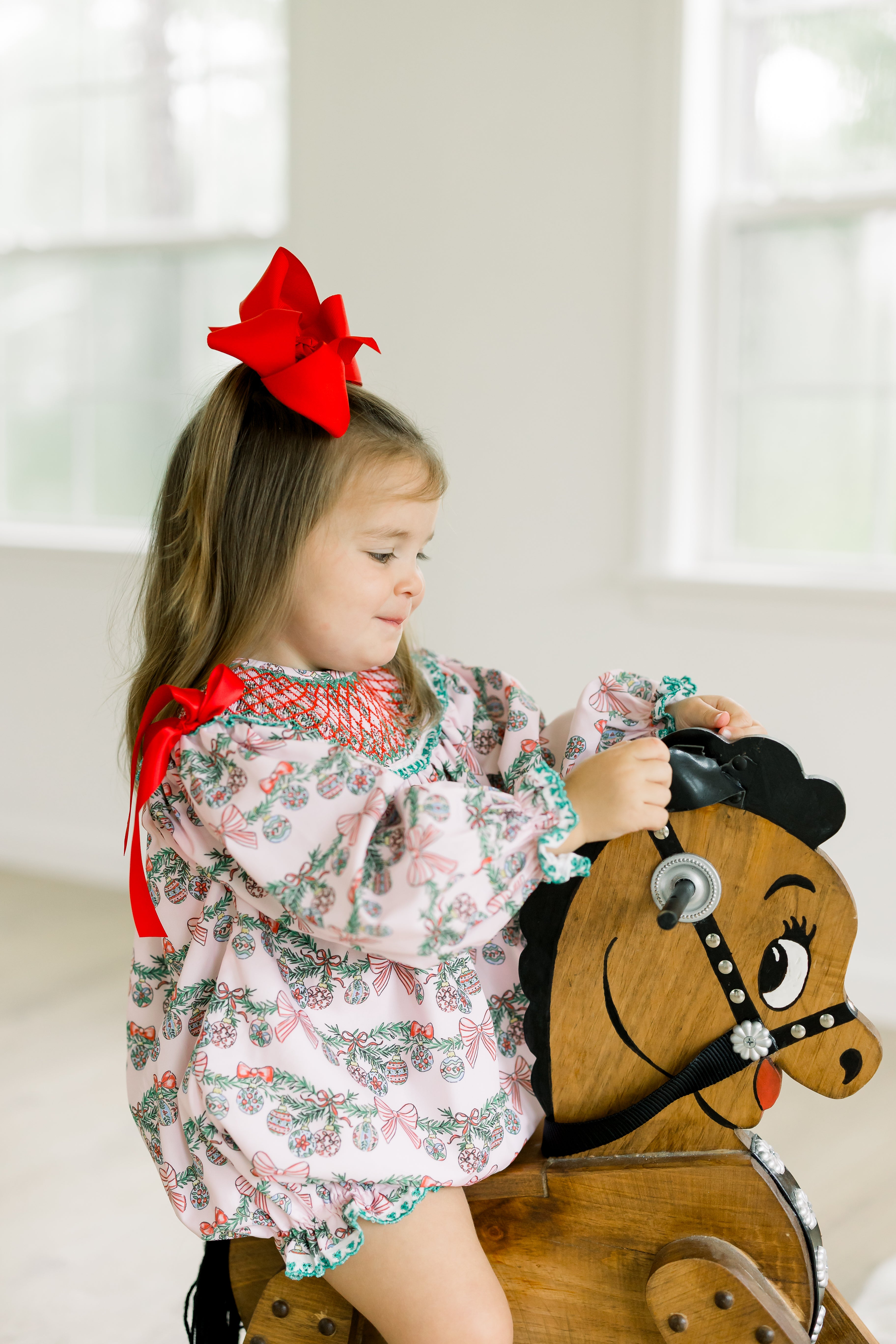 PRE ORDER Girls Smocked Christmas Garland Bubble | ETA to LBS: OCTOBER